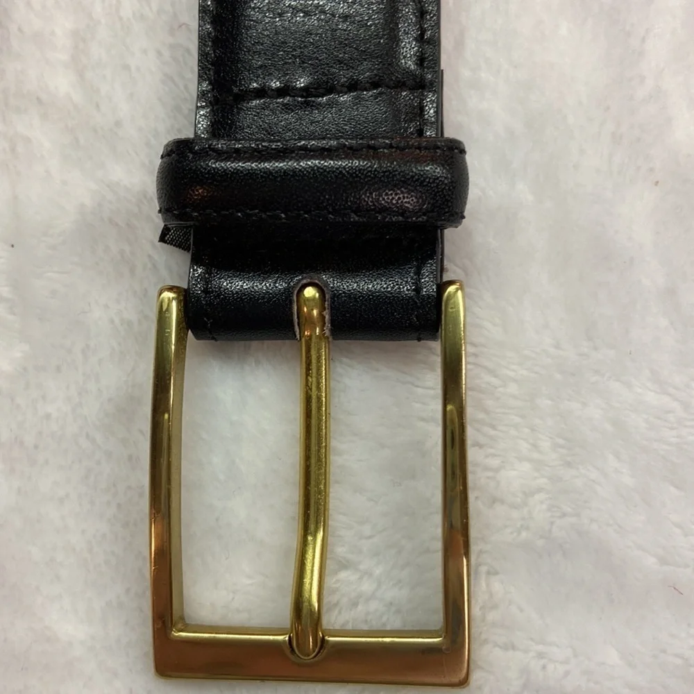 Brighton Black Anilina Blazed Cowhide on Glove Leather Belt Brass Buckle USA